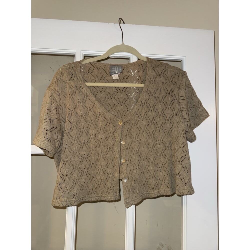 Rabbit Rabbit Rabbit VTG Brown Cardigan Cropped Buttons Lagenlook Beachy 12P